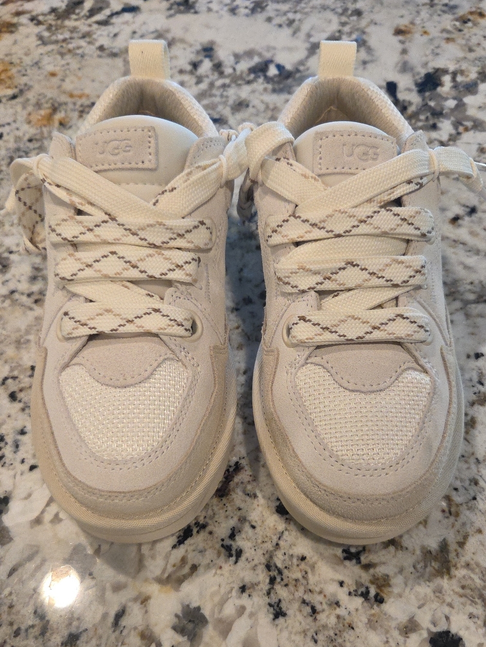 UGG Womens Cream Lace-Up Sneakers